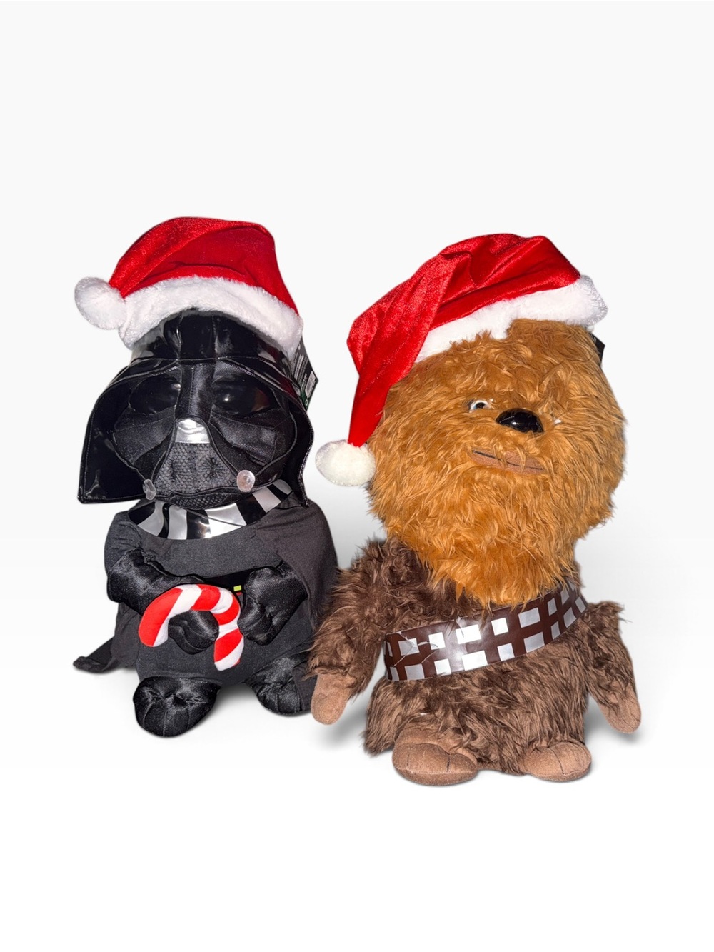Star Wars Plush Duo - Black Darth Vader & Brown Chewbacca with Red Santa Hats